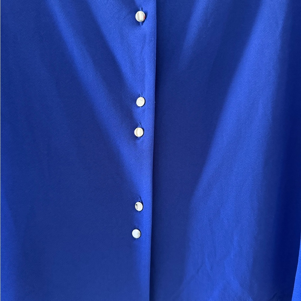 Susan Graver Royal Blue Blouse With Bell Sleeves - Picture 3 of 6